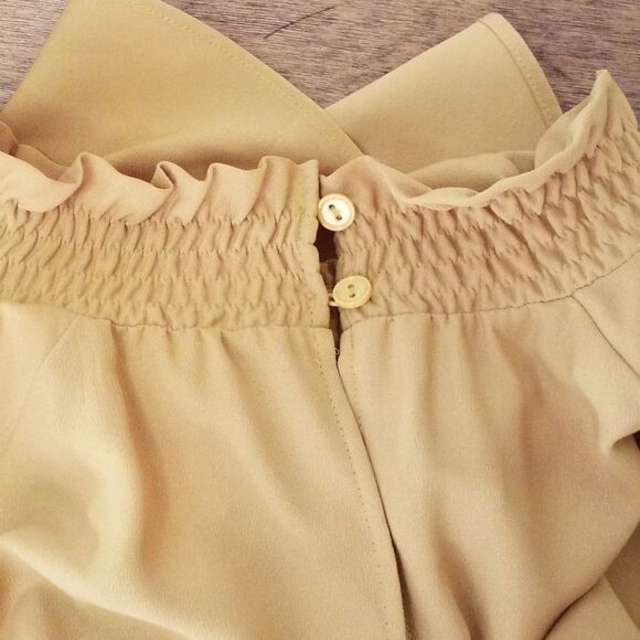 Marina Rinaldi Tunic Blouse Gathered Neckline Long Balloon Sleeves Gold Size 22 - Picture 3 of 13